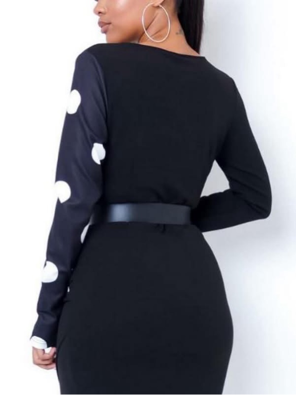 CIEN Polka Dot One Sleeve Belted Dress